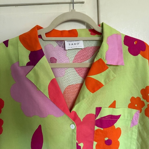 Sabo Thessy Top & Short Set Lime Floral Size XS - Picture 3 of 15